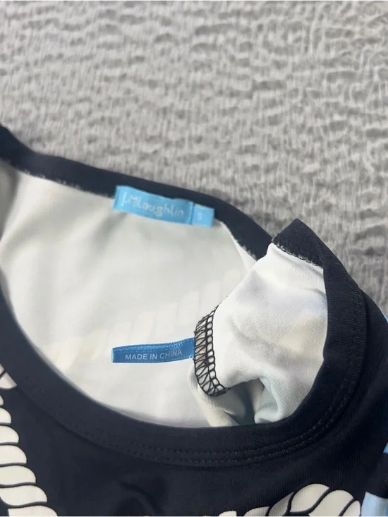 J Mclaughlin Top Womens Small Black Rope Geometric Catalina Cloth 3/4 Sleeve - Picture 6 of 9